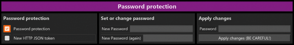 The box for "Password Protection" must be checked before entering your password